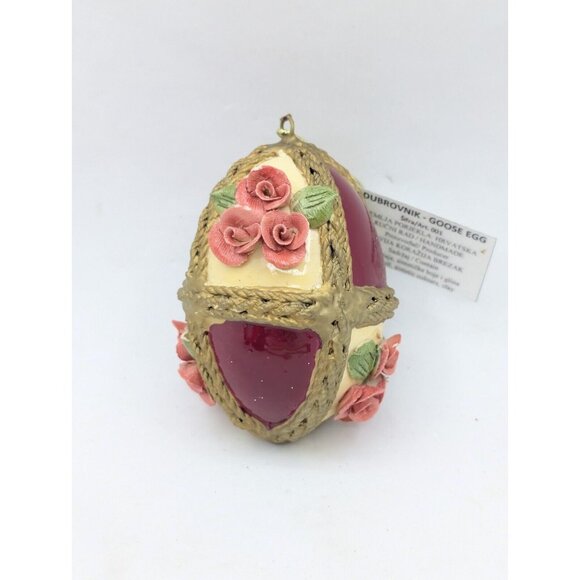 Dubrovnik Goose Egg Painted Raised Clay Russian Easter Christmas Ornament READ - Picture 4 of 12